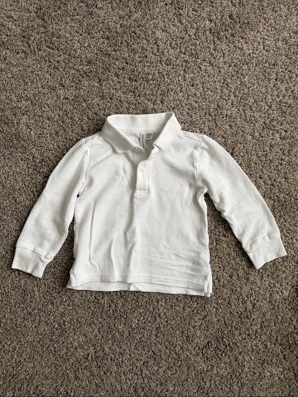 Janie and Jack White Long-Sleeve Pique Polo 18-24M